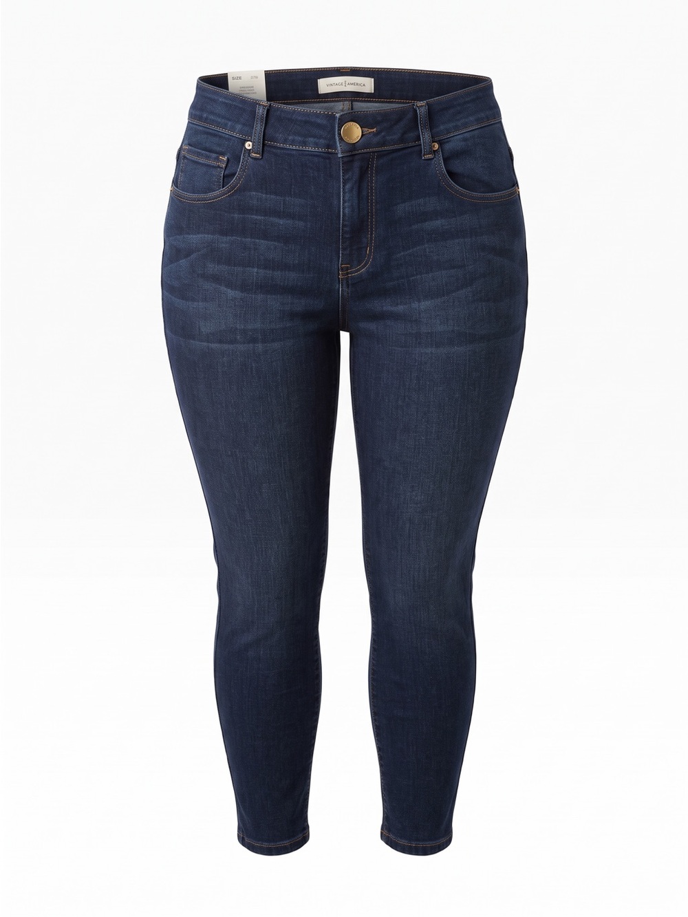 Vintage America Women's Dark Blue Skinny Ankle Jeans